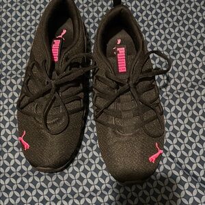 Puma Black Sneakers with Pink Highlights